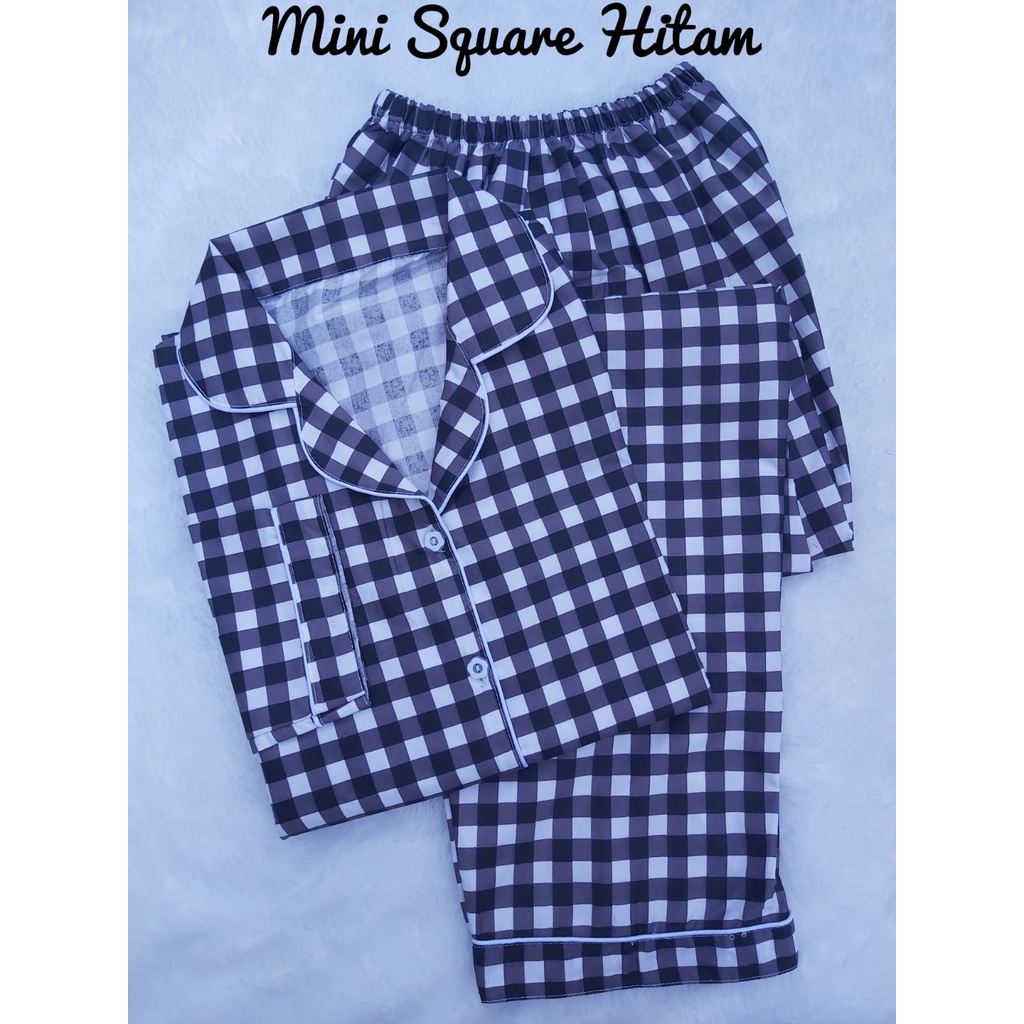 JNV Piyama PP Wanita Motif Kotak 2 - Baju Tidur Lengan Panjang - Bahan Katun Premium-3
