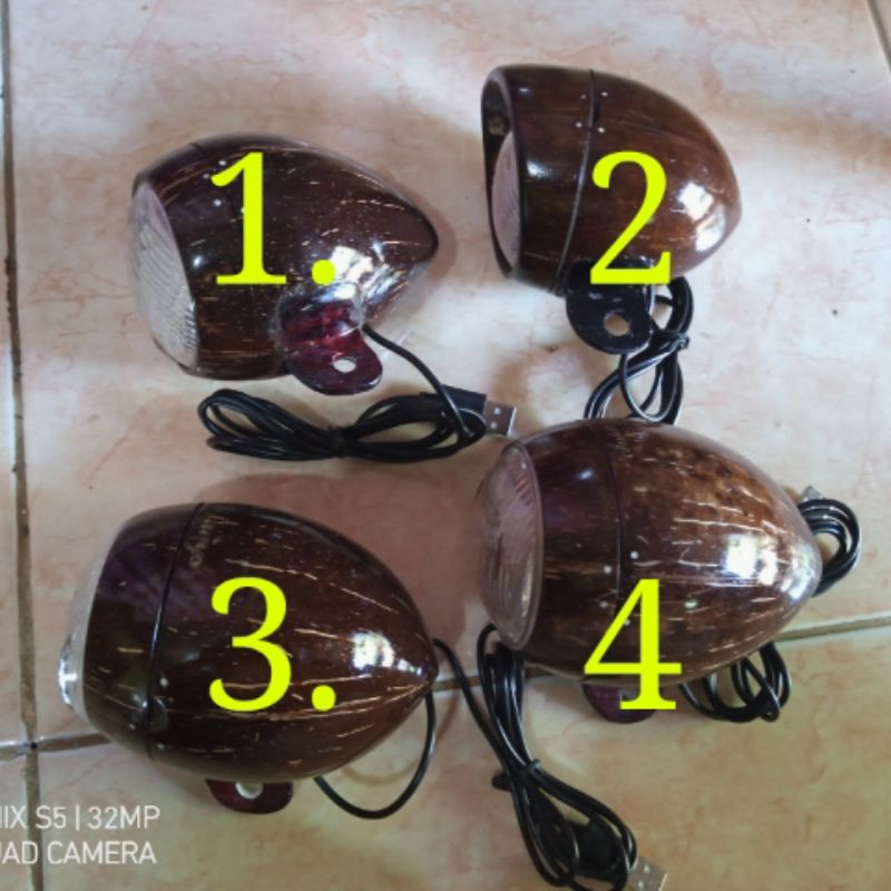 Lampu sepeda BATHOK kelapa bosch led usb bisa listrik powerbank baterai onthel lucas Gazelle Batavus
