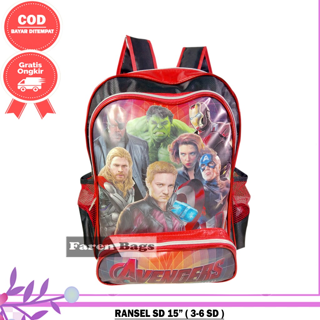 Tas Ransel SD Gambar katun Anak Laki-laki