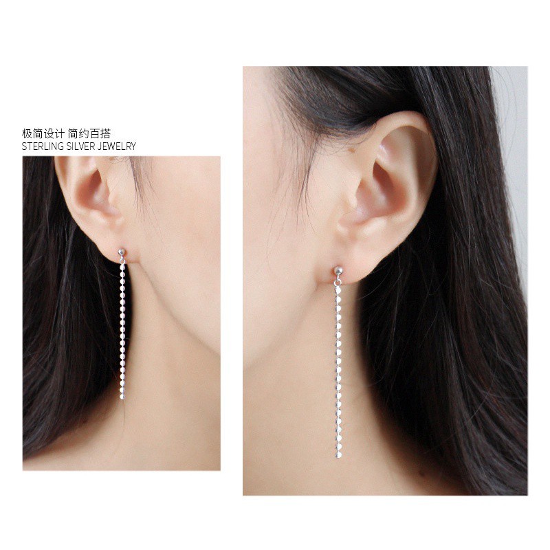 Anting Gantung Sterling Silver 925 100% Asli 2.5mm Panjang 62mm Untuk Wanita