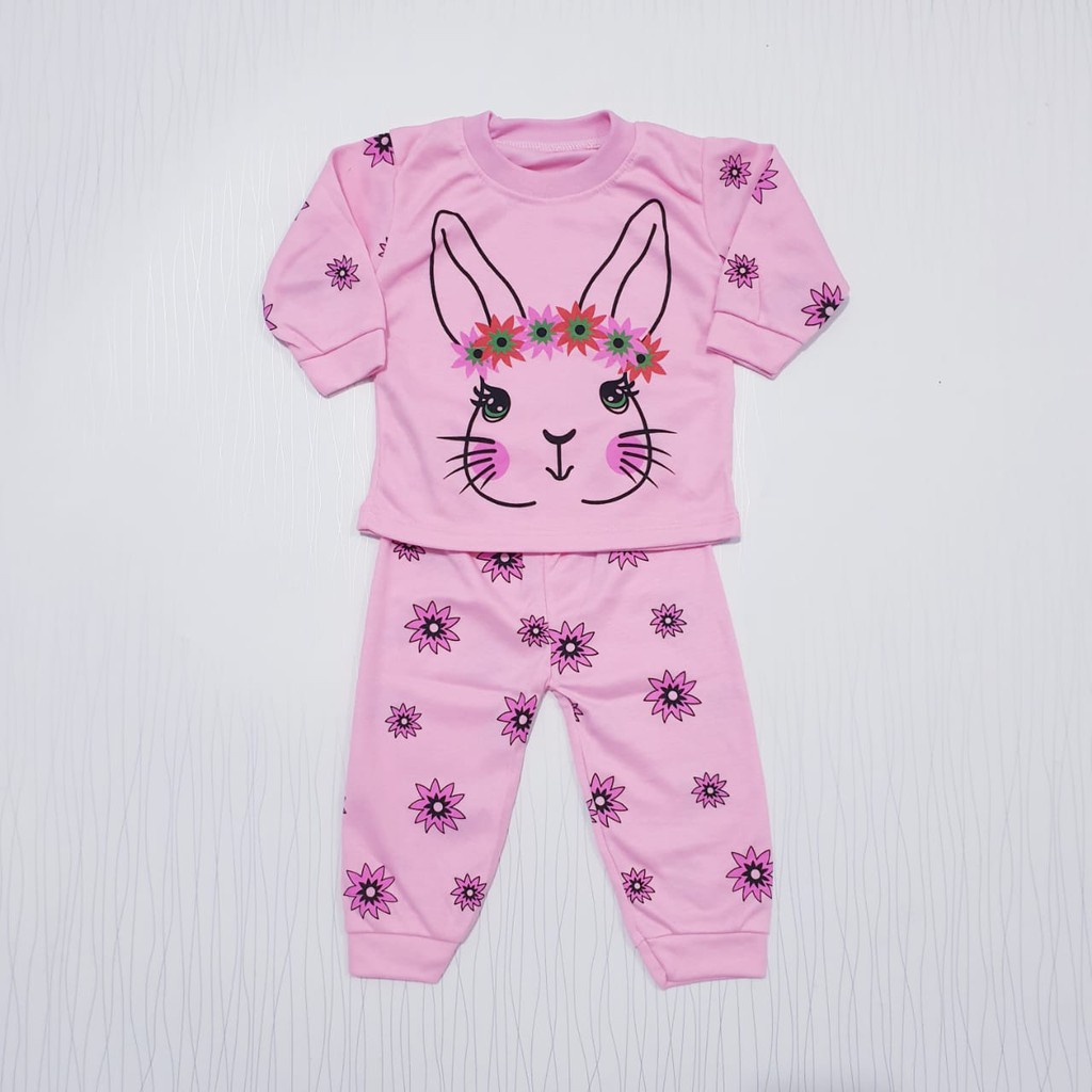 COD setelan piyama anak perempuan bunny &lt; 1 tahun / baju baby / baju tidur bayi / baby alicia
