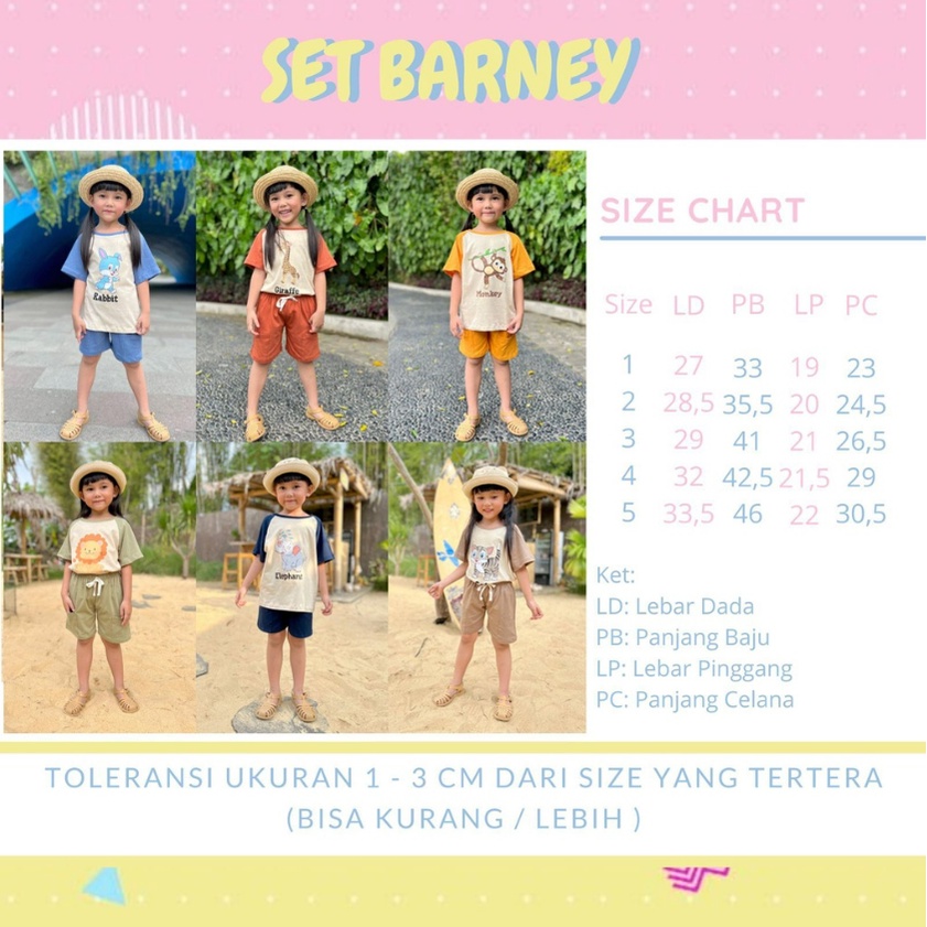 Smilee Barney Set 1-5 Tahun Setelan Anak Unisex S23