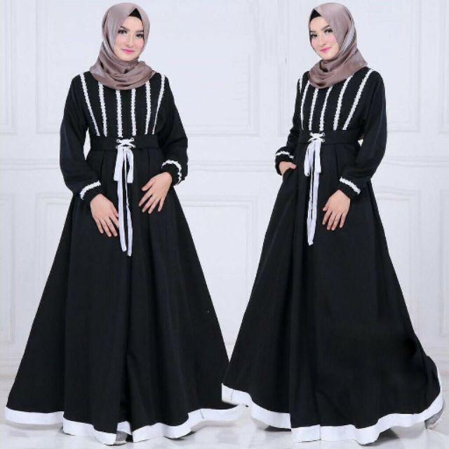 Ghaitsa Dress - UKURAN L XL XXL XXXL 5L - BAJU GAMIS JUMBO - DRESS BIG SIZE - PROMO FLASH SALE-BLACK
