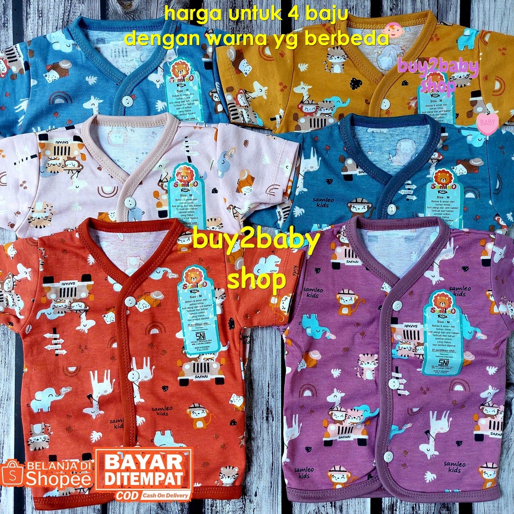 Baju bayi piyama pendek print warna Samleo Baby 0-9 Bulan isi 4 Baju