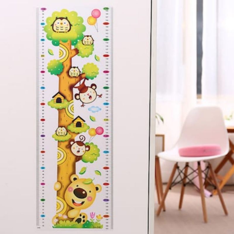 Sticker Dinding Pengukur Tinggi Badan Karakter hewan Grow Up Wall Stiker wallpaper wallsticker