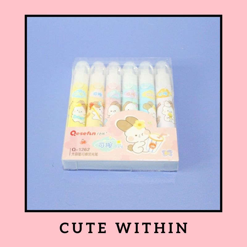 

STABILO KELINCI QESEFUN ERASEABLE BOX ISI 6 WARNA WARNI HIGHLIGHTER BISA DIHAPUS LUCU