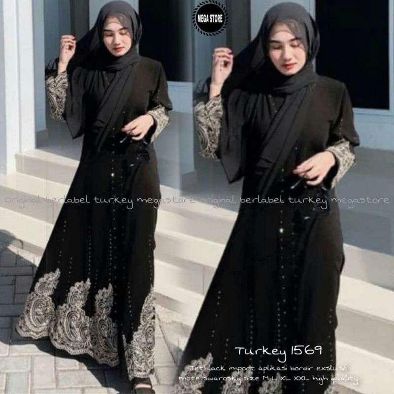 BAJU GAMIS MUSLIMAH JUMBO WANITA TERBARU ABAYA TURKEY BORDIR JUBAH WANITA JUMBO DRESS PESTA MEWAH