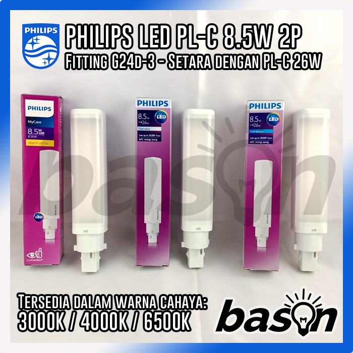 PHILIPS LED PL-C 2P 6.5W / 8.5W - pengganti lampu PLC 18W &amp; 26W