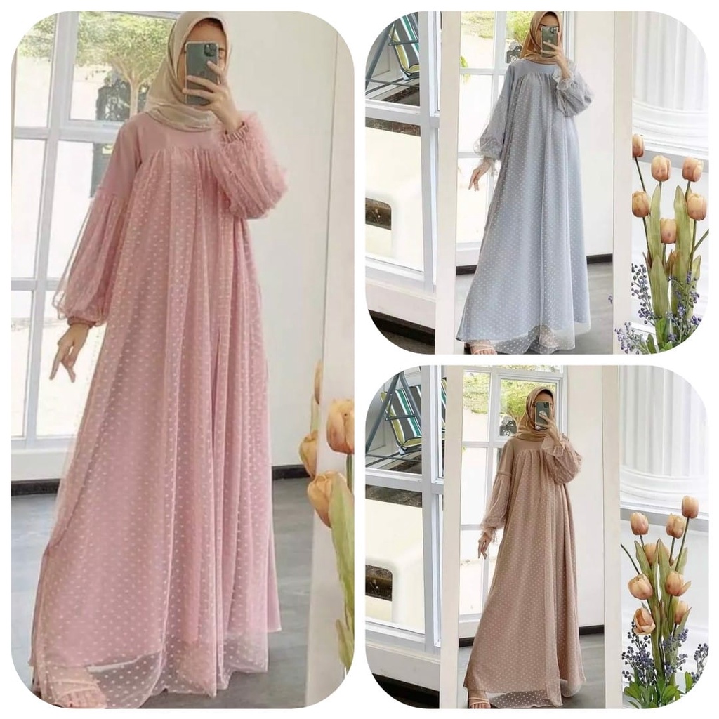 MAXI DRESS TUTU HANABI /GAMIS TILE ONDE /GAMIS TILE DOT/ DRESS MUSLIMAH/ GAMIS PESTA /KONDANGAN/GAMI