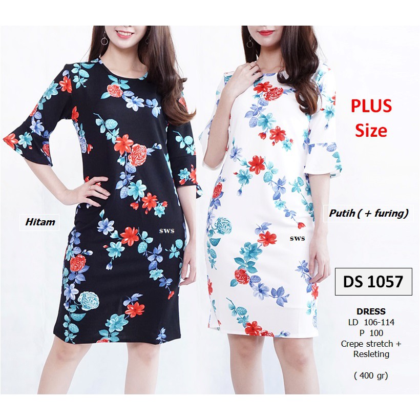 SEDS1057 DRESS  PESTA  BUNGA CREPE STRETCH DRESS  CASUAL 