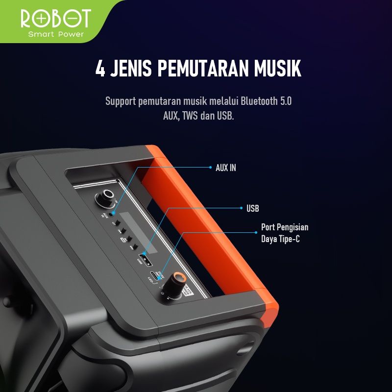 Robot RB500 Portable Bluetooth 5.0 Speaker Karoke Bonus MIC