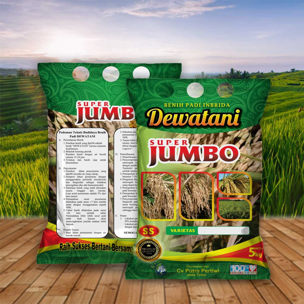 Benih Padi Dewatani Premium Jumbo Varietas Inpari 16 Pasundan Kemasan 5 kg