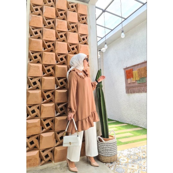 Tunik Bunga krah korea crinckle airflow