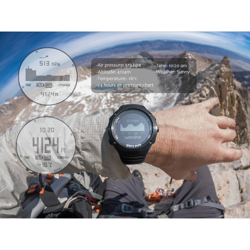 NORTH EDGE Altay3 Jam Tangan Pria Olahraga Outdoor Digital Watch Altimeter Barometer Kompas Berenang
