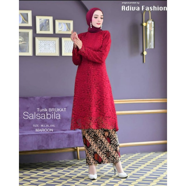 tunik brokat pesta/kebaya tunik brokat/kebaya tunik mewah