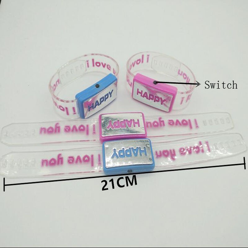 LED Bracelet Gelang Karet LED Gelang Glow in the Dark Happy