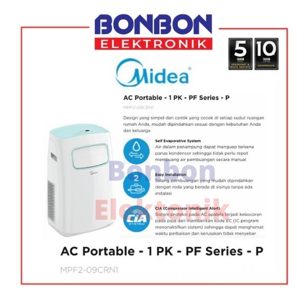 Midea AC Portable 1PK MPF2-09RN1 / 1 PK MPF 09 CRN1 PF Series