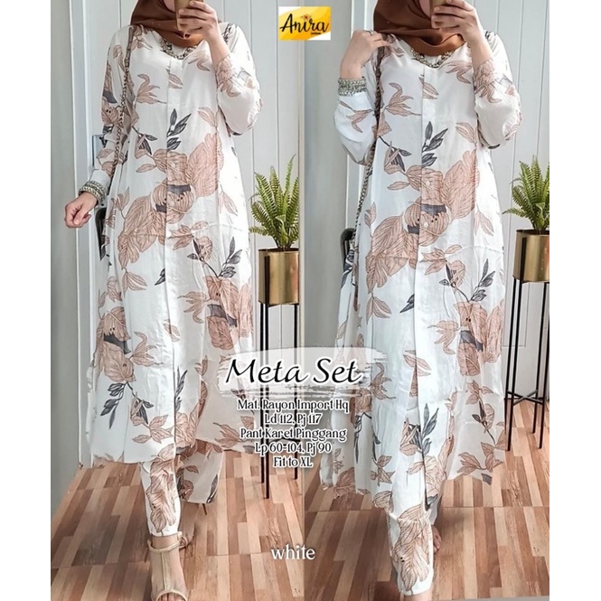 SETELAN LONG TUNIK META/SETELAN RAYON IMPORT FIT TO XL LD 112
