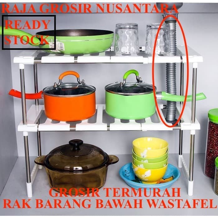  Rak  Panci bawah  wastafel 2 tingkat Rak  dapur  rak  piring  