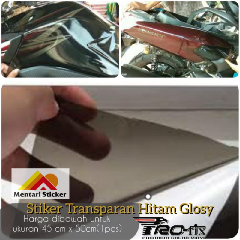 Stiker skotlet transparan hitam/tembus hitam semuk/stiker lampu/skotlet motor