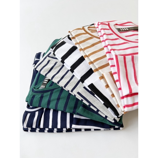 READYBASIC - BAJU KAOS LENGAN PANJANG BAHAN RIBB HALUS -STRIPE TEE 5 COLORS