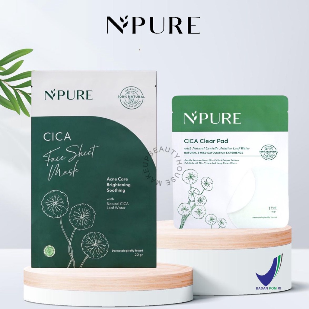 Jual NPURE Centella Asiatica Sheet Mask Cica Clear Pad Indonesia