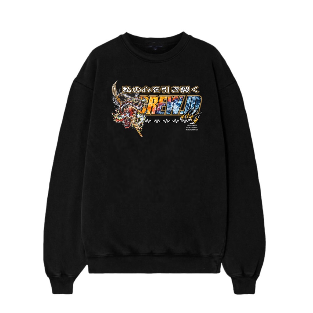 BREW ID - Crewneck Black Motif Brew Gravity Pria dan Wanita Premium Quality