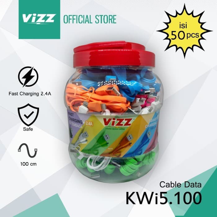 KABEL DATA TOPLES VIZZ IPHONE 5 IPHONE 6 IPHONE 7 - KABEL