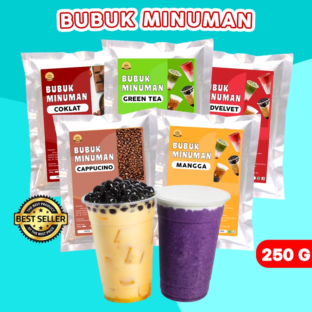 BUBUK MINUMAN RASA 250GR / SERBUK MINUMAN RASA / BUBUK MINUMAN BOBA / BUBUK MINUMAN KEKINIAN / SERBUK MINUMAN ANEKA RASA 250GR