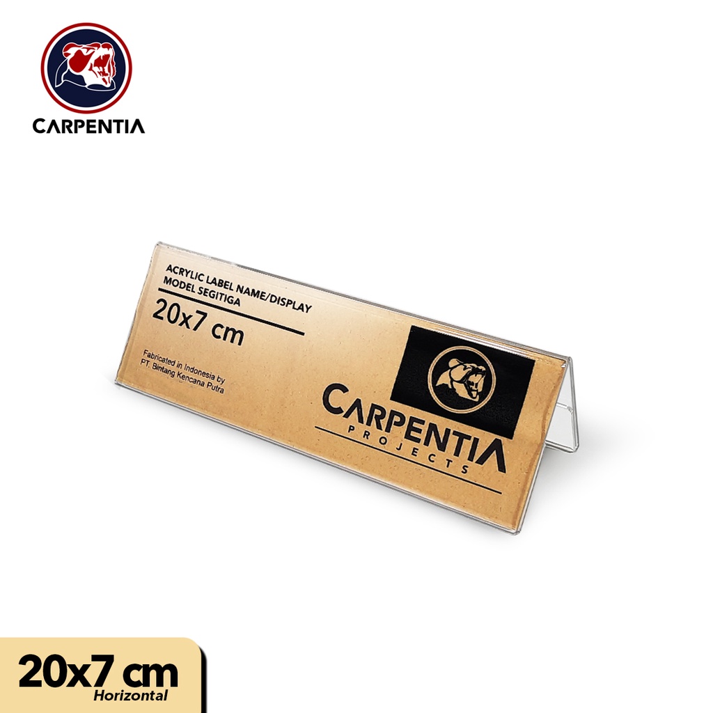 

Carpentia Acrylic Name/Label Display Nama/Standing/Price Tag Akrilik uk. 20x7 cm