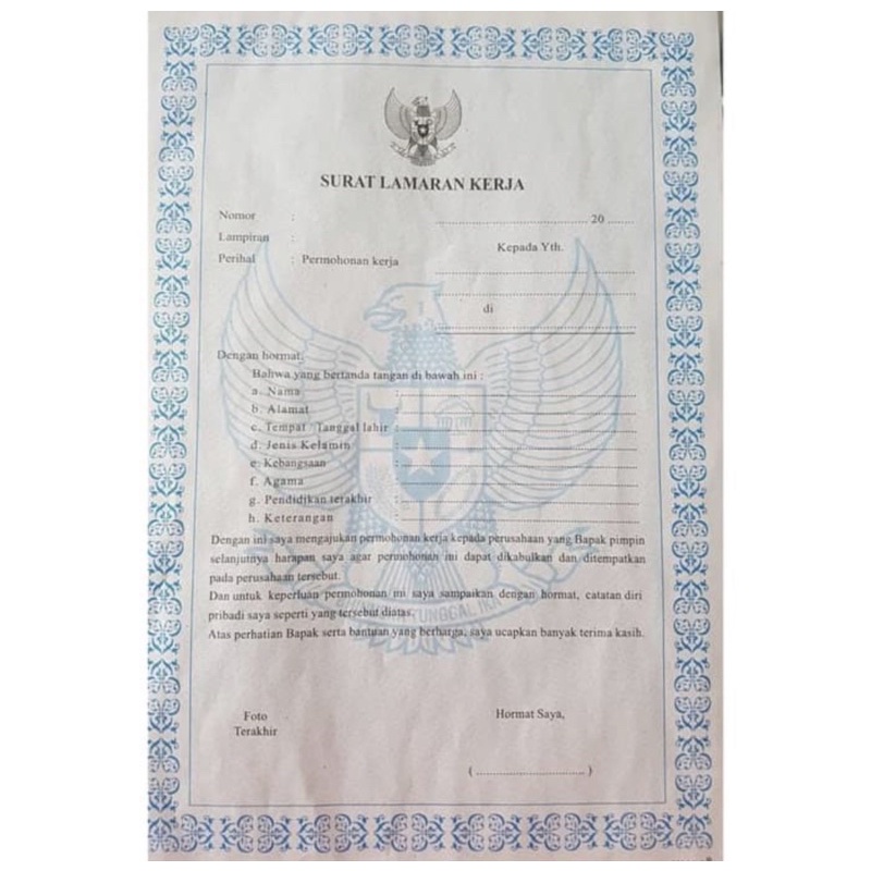 

SURAT LAMARAN KERJA SATU PAK ISI 100LEMBAR / FORM LAMARAN KERJA 1 PAK / SURAT LAMARAN KERJA 60gsm MURAH GROSIR