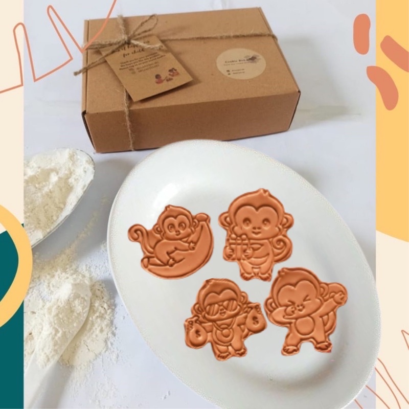 

cookies diy kit cute monkey | goodiebag ulang tahun | goodiebag ultah | hampers | hampers ultah | diy cookies | cookies monkey | gift | kado ultah