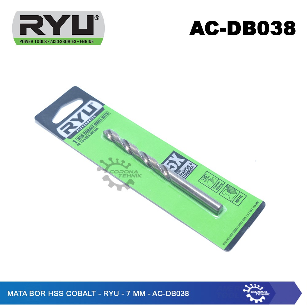 AC-DB038 - Mata Bor HSS Cobalt - RYU - 7 mm