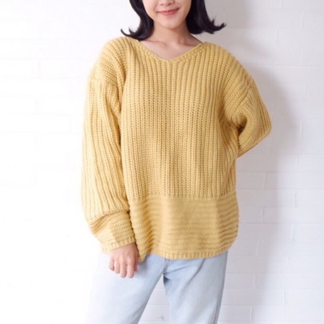 Vintage House Kayra Oversized Sweater ((Sweater Rajut Wanita Korea / Korean Sweater)-5