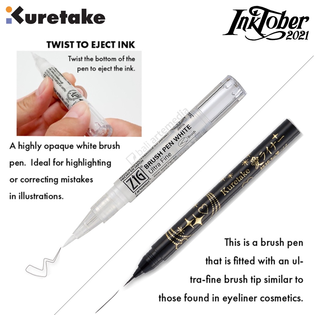 Kuretake Zig Black &amp; White Ultra Fine Brush Pen Set (IKTB-21/2V)