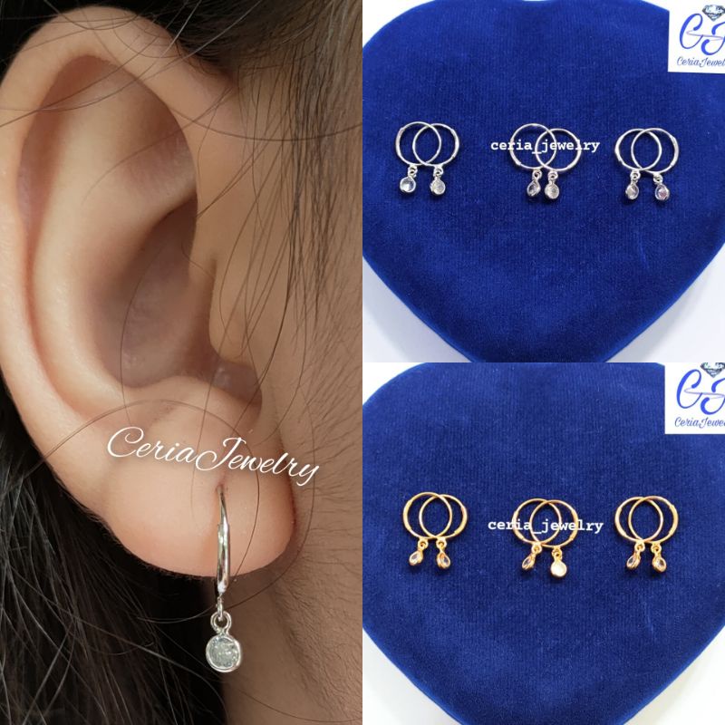 Anting Anak Perak Asli Silver 925 Lapis Emas Model gipsi Polos - Perhiasan Perak Anak