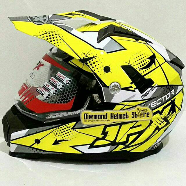 Helm JPX Duke X 606 Vector Yellow Fluo White Flat Visor