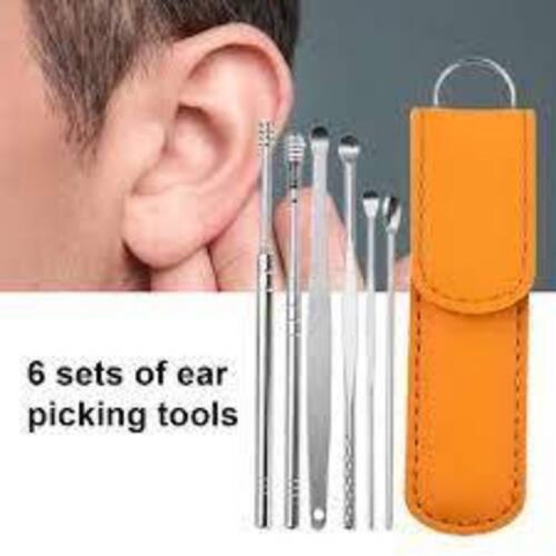 Pembersih Telinga Korek Kuping Ear Wax Picker 1 Set 6pcs Stainless Steel