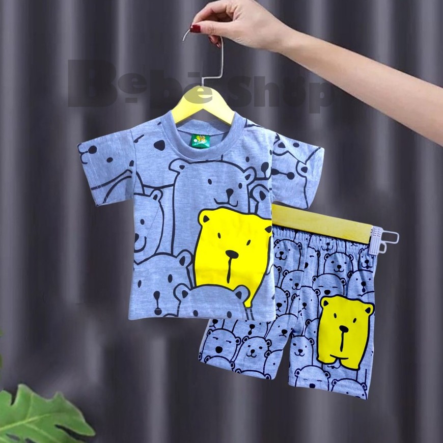 Setelan Baju Anak Karakter doodle Bahan Katun Usia 0 Sampai 10 Tahun