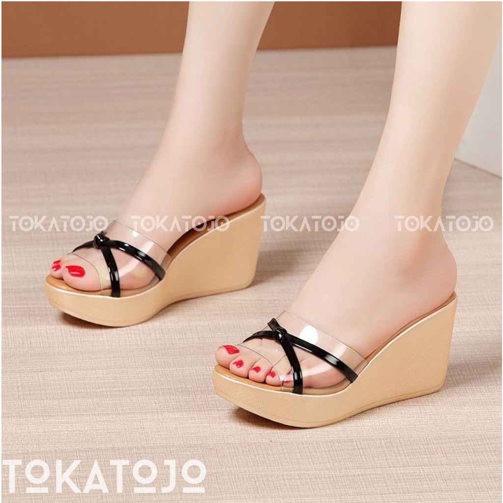 Sandal wedges wanita terbaru mika list terbaru kekinian Sandal wanita korean style new fashion wanita terbaru Sandal wedges wanita pesta terbaru 2022