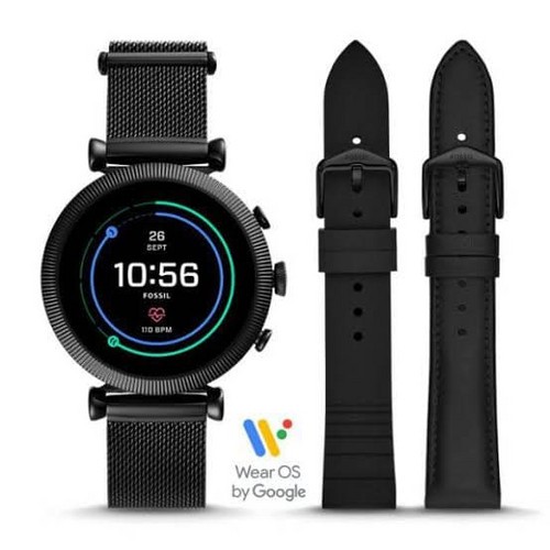 SMARTWATCH FOSSIL GEN 4 HR BLACK STAINLESS STELL MESH FTW6055 SET