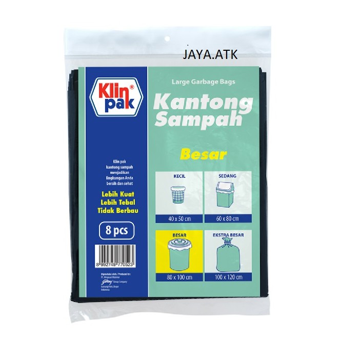 KANTONG PLASTIK SAMPAH BESAR KRESEK HITAM KLINPAK 80 X 100 CM GARBAGE BAGS LARGE