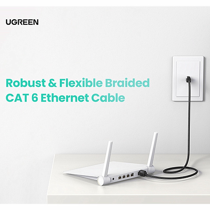 Ugreen Kabel Ethernet Lan RJ45 CAT6 Bahan Nilon Tahan Lama