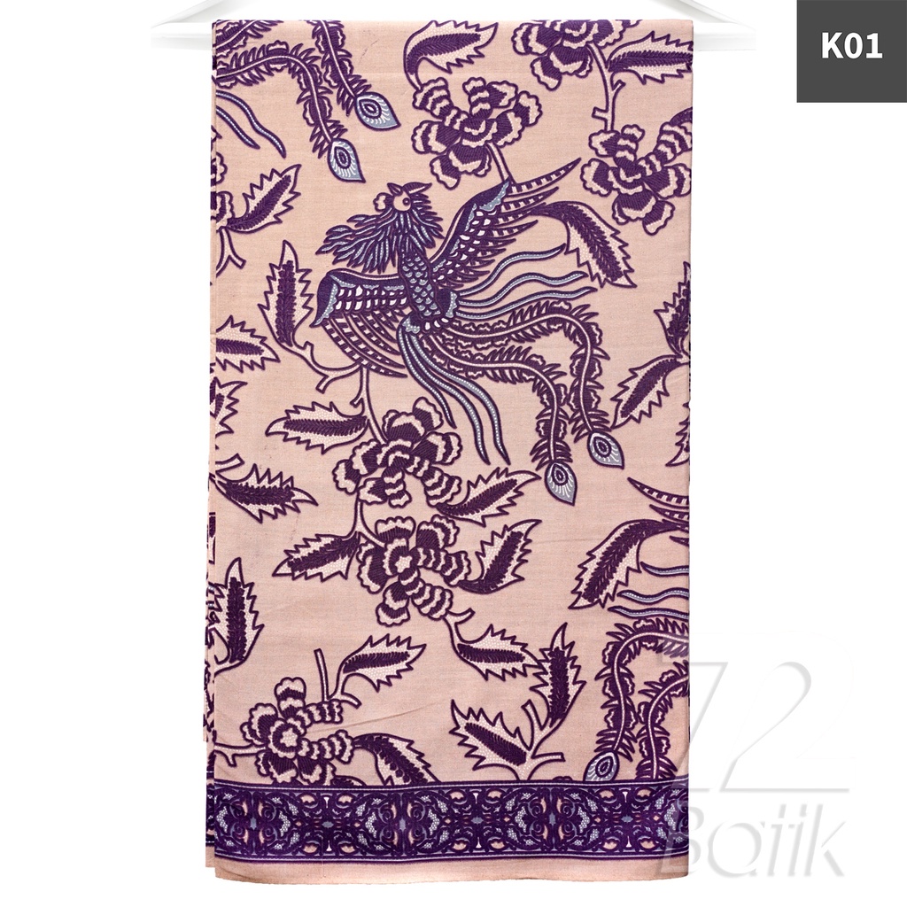 KAIN BATIK PREMIUM Bahan Katun Motif Burung Asri Warna Abu Grey Gray 722575 CAP 72