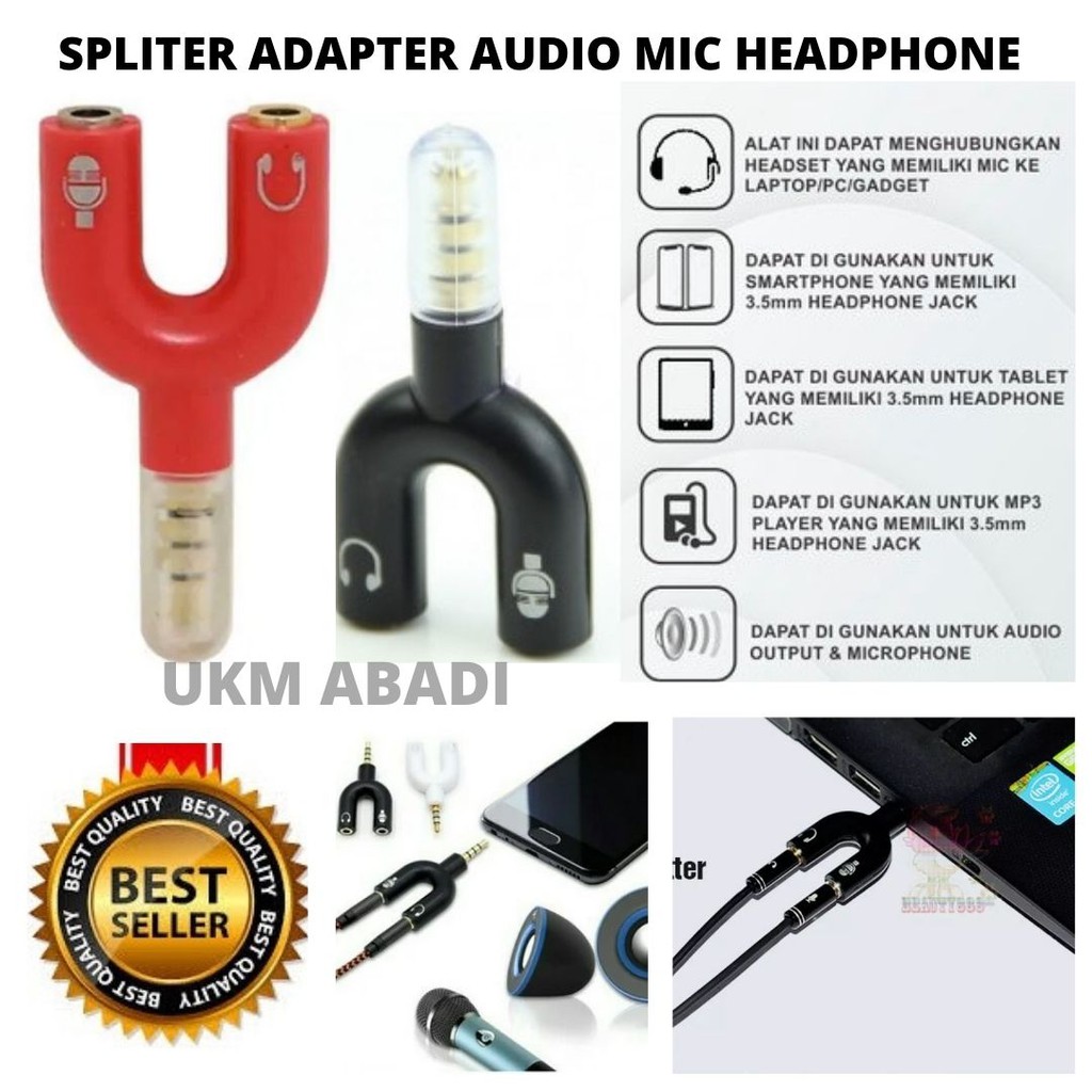 Kabel Spliter Adapter Jack Audio Headphone Mic U Shape 3.5mm K0650 111108