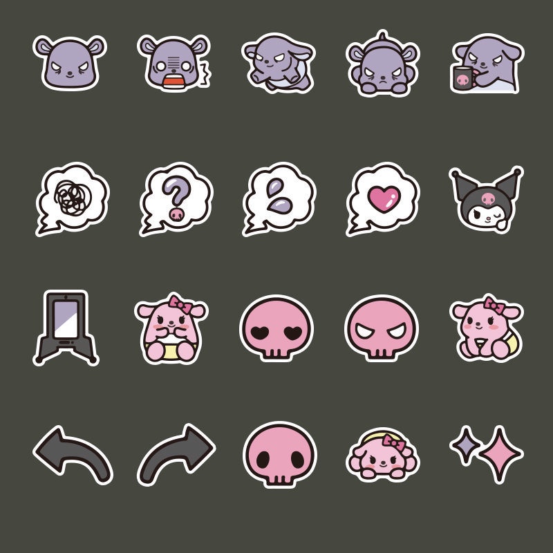 40 lembar Clow m stiker emoji lucu kartun kuromi Cangkir air Notebook anak alat tulis Jurnal stiker