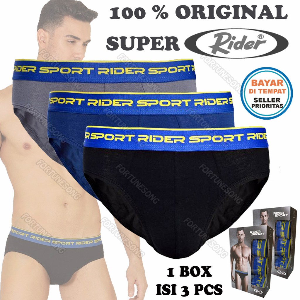 3 Pcs Celana Dalam Pria Rider Sport 761B Katun CD SEMPAK