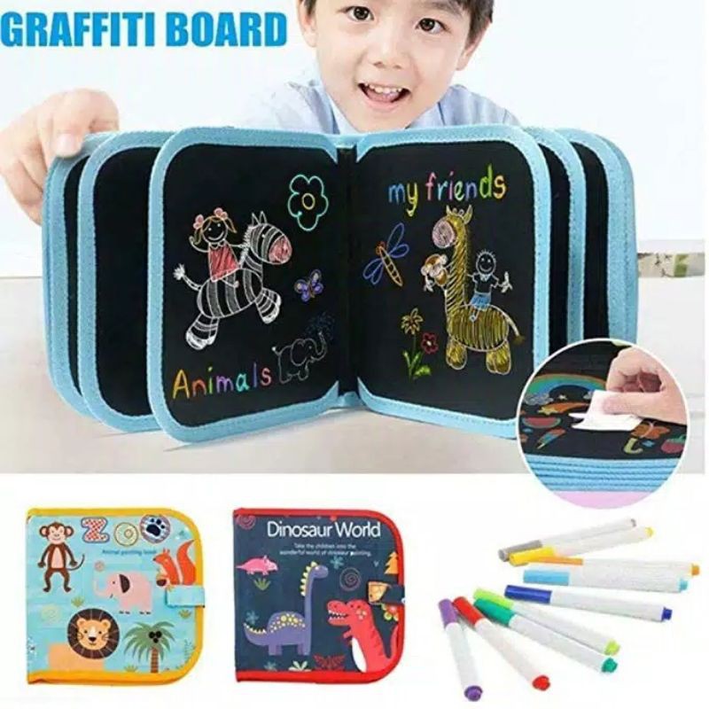 

[BUKU GAMBAR] / Pensil Warna / Mainan Edukasi / Busy Book / Chalk Doodle Book / Buku Wipe and Clean