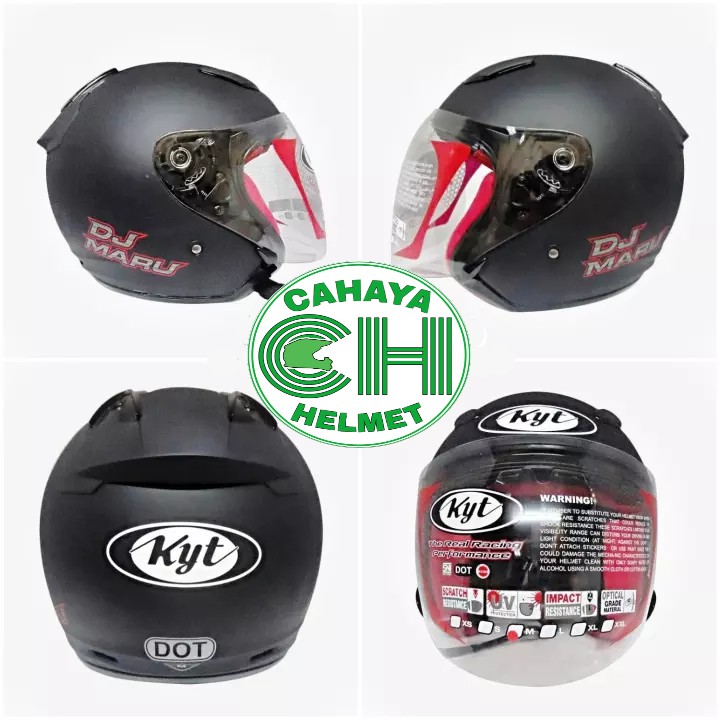 KYT DJ Maru Hitam Dof Polos Black Doff