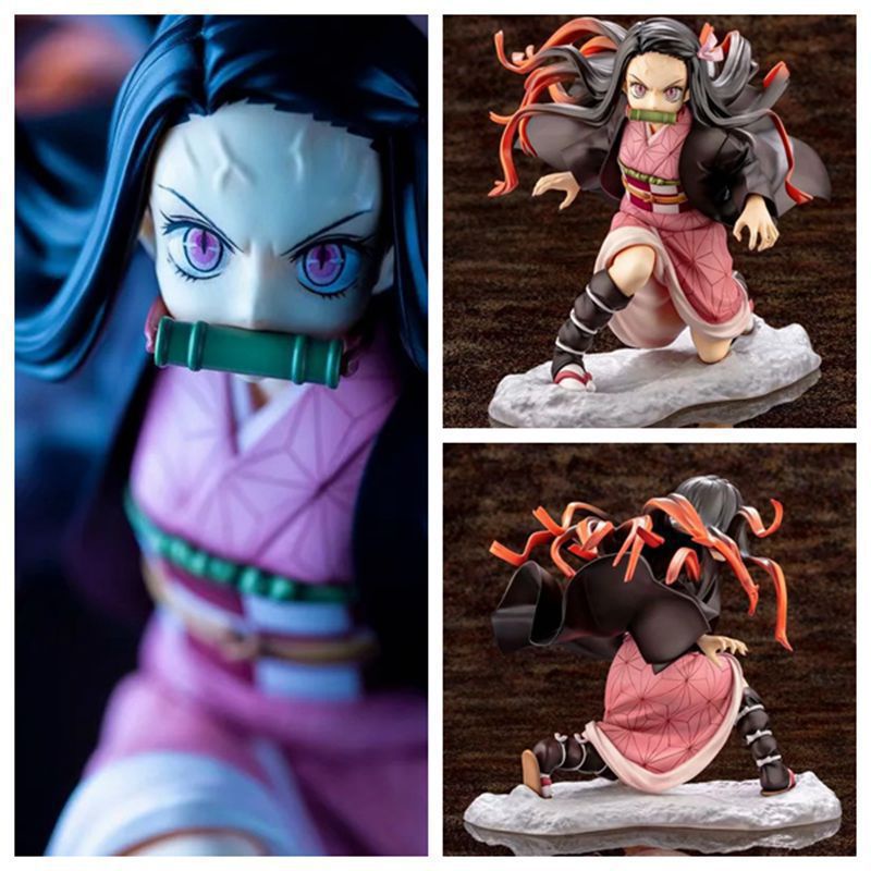 2022 Action Figure Anime Demon Slayer Kamado Nezuko Warrior Stance Bahan PVC Ukuran 15cm